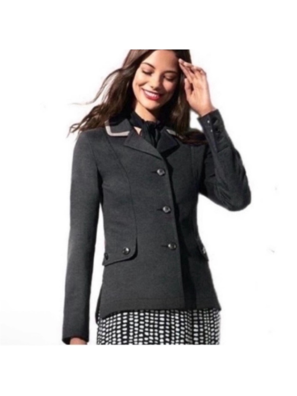 CAbi Ponte Knit Button Blazer Jacket Sz XS gray Style 3030